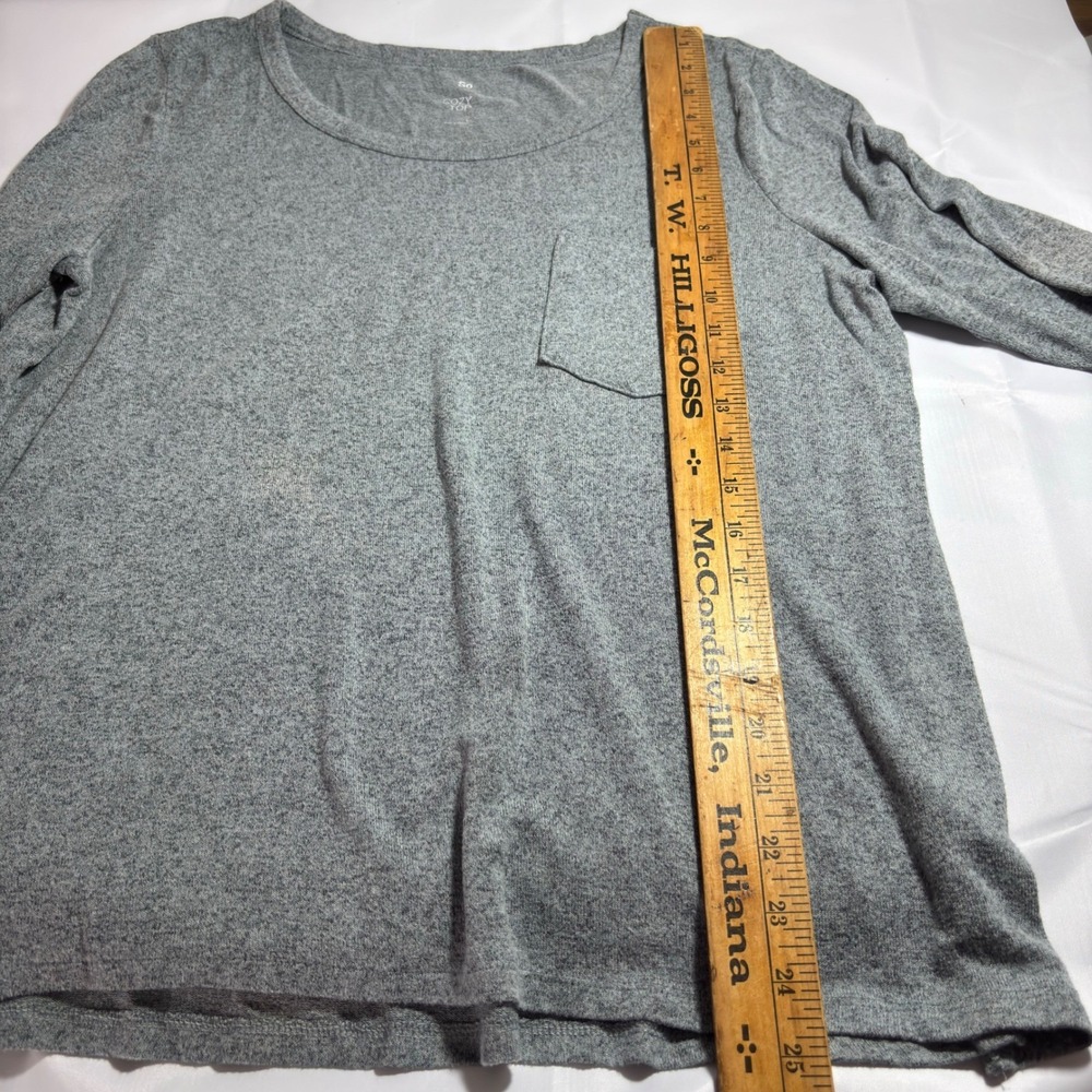 SO Cozy Top Women's Gray Heathered Long Sleeve T-Shirt Pocket Top Size Large‎ - Picture 7 of 7
